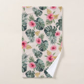 Motif Monstera et Hibiscus (Serviette à main)