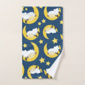 Motif mouton, Mouton couché, Lune, Étoiles (Serviette à main)