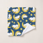 Motif mouton, Mouton couché, Lune, Étoiles (Gant de toilette)
