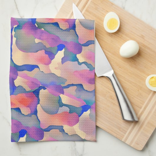 Motif multicolore - Serviette de cuisine (Quart Plié)