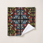 Motif multicolore techno extraterrestre géométriqu (Gant de toilette)
