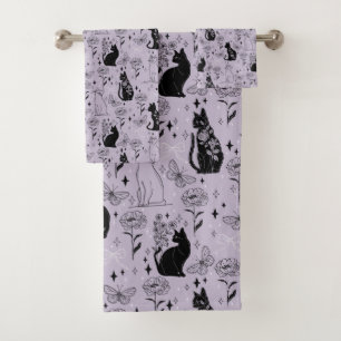 Motif mystique de chat noir et papillon Cuisine