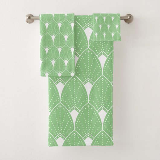 Motif n° 2 Art déco blanc sur vert clair (En situation)