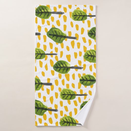 Motif Naïve Green Black Tree (Serviette de bain)