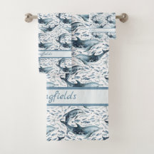 Motif nautique avec dauphins et poissons