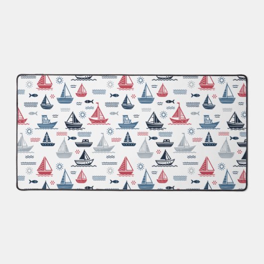 Motif nautique avec voiliers et poissons (Recto)