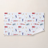 Motif nautique de bateau à voile de phare (Serviette à main)