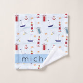 Motif nautique, Motif marin, Votre nom (Gant de toilette)