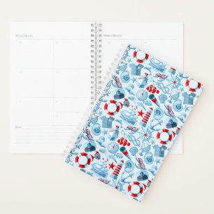 Motif Nautique Rouge Blanc Et Bleu