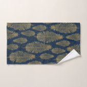 Motif Navy Blue Damask & Gold Fern Leaf (Serviette à main)