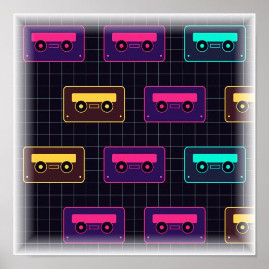 Motif Neon Mixtape - Impression de cassette rétro (Devant)