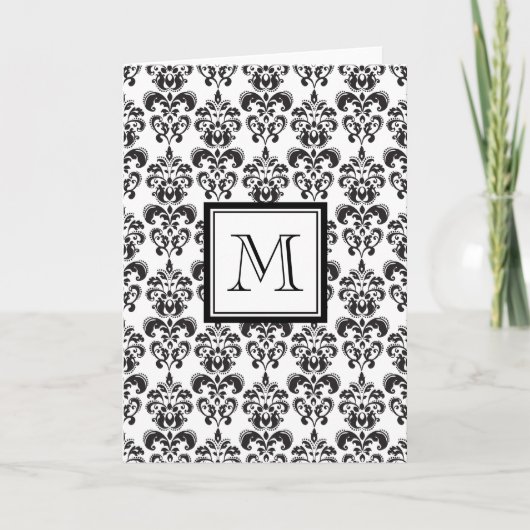 Motif noir 2 de damassé avec votre monogramme (Devant)