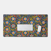 Motif noir chic avec des fleurs colorées (Clavier et souris)