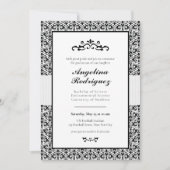 Motif noir Damask Photo Graduation Invitation (Devant)