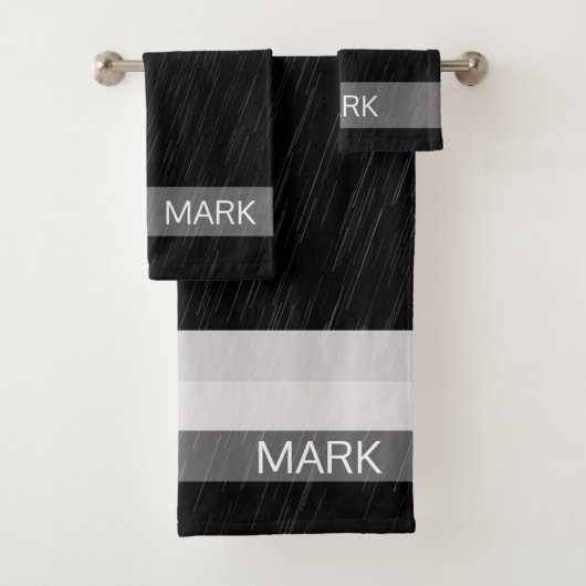 Motif noir et blanc de pluie, avec monogramme (En situation)