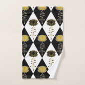 Motif noir et blanc d'or de Lotus Unalome (Serviette à main)