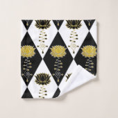 Motif noir et blanc d'or de Lotus Unalome (Gant de toilette)