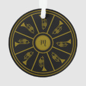 Motif noir et or avec trompettes et monogramme (dos)