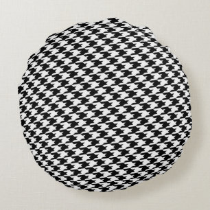 Motif noir Houndstooth Coussin rond