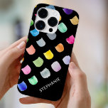 Motif noir personnalisé<br><div class="desc">Cette coque iphone moderne est décorée d'une motif abstraite colorée sur un arrière - plan noir. Facilement personnalisable avec votre nom ou monogramme. Utilisez l'outil de conception pour modifier la taille,  le style ou la couleur du texte. Aquarelle originale © Michele Davies.</div>