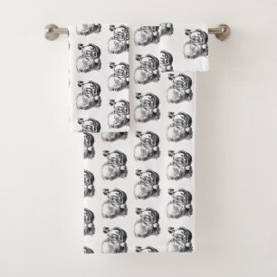 Motif noir vintage de Noël blanc du père noël