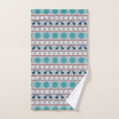 Motif nordique de flocon de neige bleu de cerfs (Serviette à main)