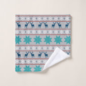 Motif nordique de flocon de neige bleu de cerfs (Gant de toilette)