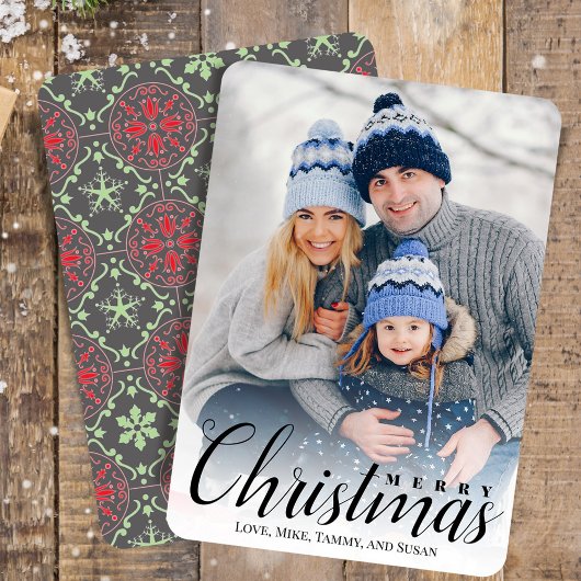 Motif nordique Multi Holiday Carte photo en gris
