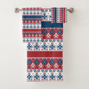 Motif norvégien rayé bleu rouge