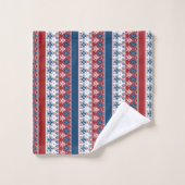 Motif norvégien rayé bleu rouge (Gant de toilette)