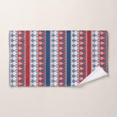 Motif norvégien rayé bleu rouge (Serviette à main)