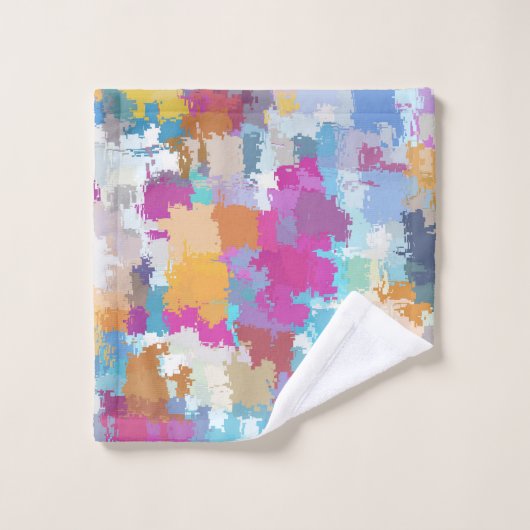 Motif numérique camouflage bleu jaune rose (Gant de toilette)