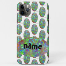 Motif Opal coque iphone Oval Gemstone w Initial