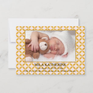 Motif Or Rose Pâle - Faire-Part de Naissance 3x5
