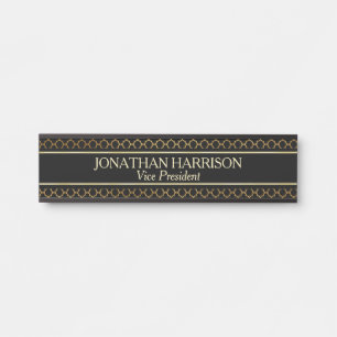 Motif or sur plaque de nom professionnel noire