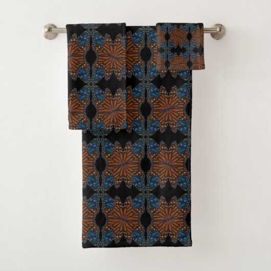 Motif orange et bleu de l'aile du papillon monarqu (En situation)