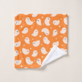 Motif Orange Ghost Doodle (Gant de toilette)