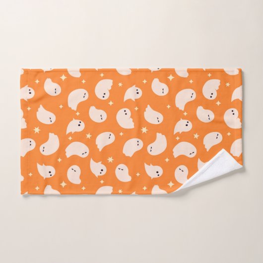 Motif Orange Ghost Doodle (Serviette à main)