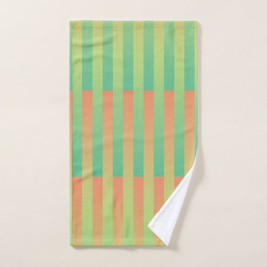 Motif orange vert rayé (Serviette à main)