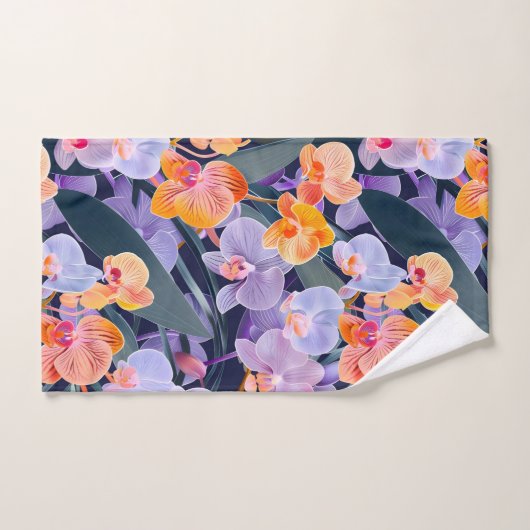 Motif orchidée coloré (Serviette à main)