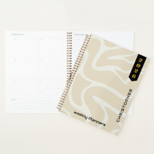 Motif organique crème beige avec script personnali