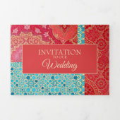 MOTIF ORIENTAL Rouge Turquoise - Carte d'invitatio (Page de couverture)