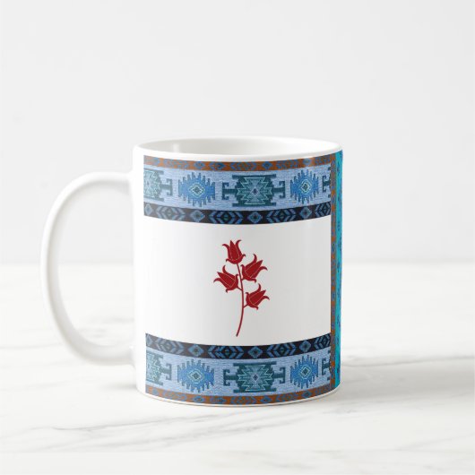Motif oriental turc Mug bleu avec tulipes (Gauche)