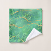 Motif Pailleté Or Agate Léopard Vert (Gant de toilette)
