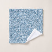 Motif paisley blanc un arrière - plan bleu (Gant de toilette)