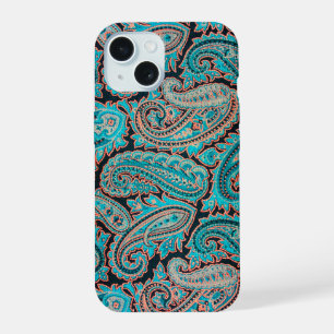 Motif Paisley Corail et Sarcelle