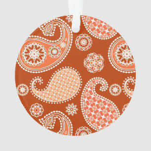 Motif Paisley, orange mandarin et blanc
