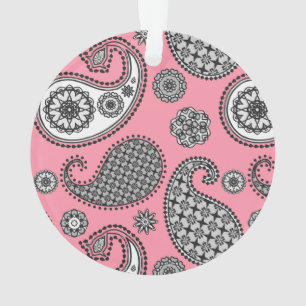 Motif Paisley, tons gris sur rose