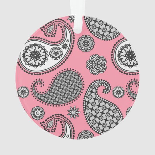 Motif Paisley, tons gris sur rose (dos)