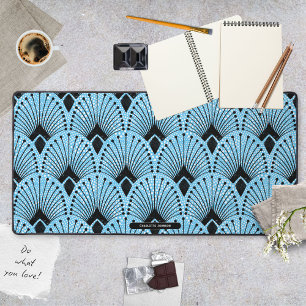 Motif Paon Style Gatsby Bleu Art Déco